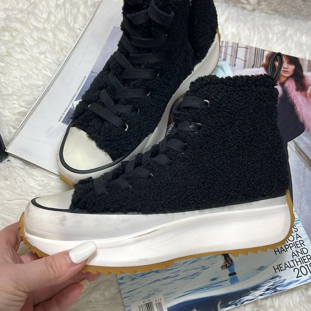 Steve Madden Shaft Faux Fur Platform Sneakers - Picture 10 of 16